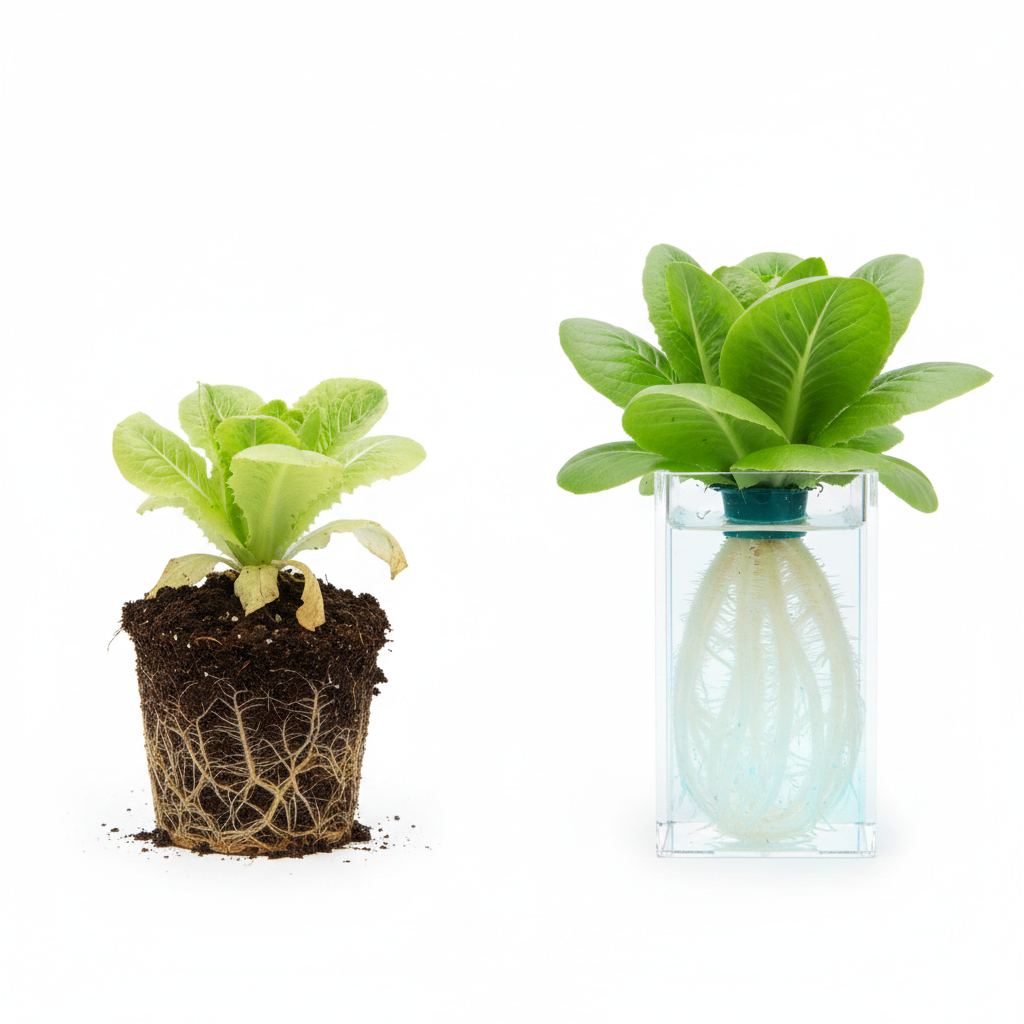 Comparaison croissance terre vs eau